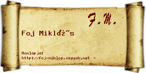 Foj Miklós névjegykártya